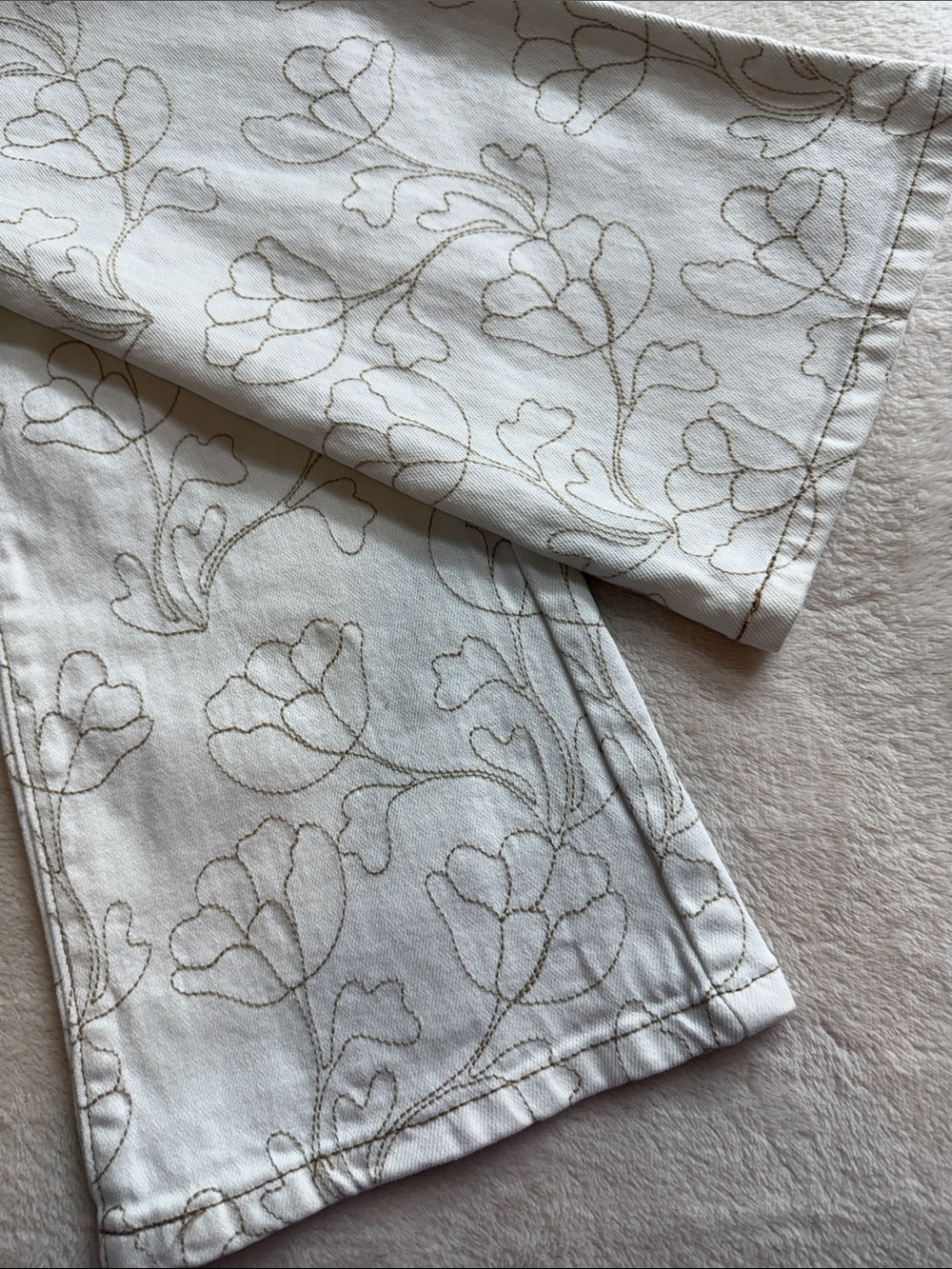 NWT Rachel Rachel Roy Satisfied White Floral Beige Embroidered Bootcut Jeans 4 - Picture 10 of 14
